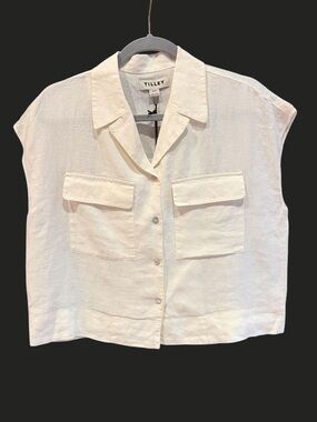 NWT TILLEY Linen Camp Shirt‎ Off White Canada S